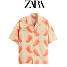 Zara Don't Loose Your Balance Poplin Shirt Size M Nwt Ref| 6085/403 100% Cotton Embroidered "Don't Loose Your Balance" In Green And White As Seen On Rapper Archiesman Kundu Items Are Retail Store Purchases And May Have Been Handled Or Tried On By Store Customers Prior To Sending, Photos Are Taken Of Item With Shipping Label And A Zip Tie Tag Attached To Represent The Item Purchased And Shipped Trendy Zara Short Sleeve Shirt, Zara Trendy Short Sleeve Shirt, Orange Collared Tops For Summer, Orange Relaxed Fit Printed Shirt, Summer Orange Shirt With Relaxed Fit, Trendy Orange Collared Shirt, Trendy Collared Orange Shirt, Summer Orange Shirt Relaxed Fit, Orange Cotton Summer Shirt