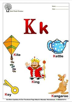 English alphabet for kids. Letter K words. | Preschool alphabet letters ...