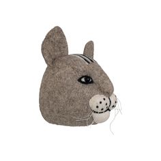 a stuffed animal head is shown on a white background