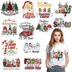 PRICES MAY VARY. 【Cute Styles】You will receive 12 delicate and cute Christmas patterns along with an instruction manual, featuring Christmas tree, santa claus, gnomes, snowman and more. Some iron on transfers are cleverly printed with striking text, adding visual charm while perfectly highlighting the warmth and joy of the Christmas Day. Different sizes of designs are suitable for each family member. 【Premium Materials】Made from high-quality heat transfer vinyl, our Christmas iron on transfers f Christmas Tshirt Designs Heat Transfer, Christmas Shirts With Cricut, Christmas Htv Shirt Ideas, Dtf Transfer Ready To Press, Cute Christmas Shirts Vinyl, Christmas Iron On Transfers, Christmas Tshirt Designs, Christmas Shirts Vinyl, Kids Christmas T Shirts