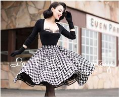 Pinup Style, Girly Dresses, Rockabilly Fashion, White Houndstooth, Vintage Life, Vintage Models, Good Girl, Pin Up Style, 50s Fashion