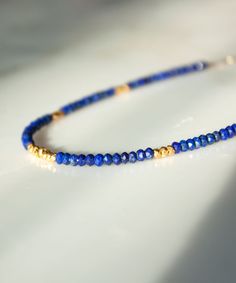 Lapis Gold Vermeil Necklace, Delicate Blue Beaded Necklace, Short Gemstone Color Block Necklace , Lapis Layering Necklace, Lyra - Etsy Puerto Rico Sapphire Faceted Beads Jewelry Gift, Sapphire Beaded Rondelle Jewelry, Sapphire Faceted Beaded Necklace For Gift, Faceted Sapphire Beaded Necklace Gift, Sapphire Lapis Lazuli Jewelry With Faceted Details, Sapphire Jewelry With Faceted Round Beads, Sapphire Necklace With Faceted Round Beads, Blue Faceted Lapis Lazuli Jewelry, Faceted Blue Lapis Lazuli Jewelry