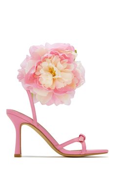 Miss Lola | Fiore Pink Flower Accent Heels – MISS LOLA Shoe Model, Miss Lola, Pink High Heels, A Beautiful Flower, Pink Heels, Comfortable Heels, Beautiful Flower, Spring Floral, Pink Flower