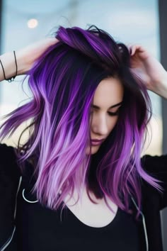 Dive into the cosmos with this stellar blend of purples, as deep and endless as the night sky. Tap the link for more purple hair inspiration! Bright Vivid Hair Color, Crazy Hair Dye Ideas, Colorful Short Hair, Fuschia Hair, Purple Pink Hair, Pelo Color Vino, Exotic Hair Color, Hair Tea, Hairdressing Training