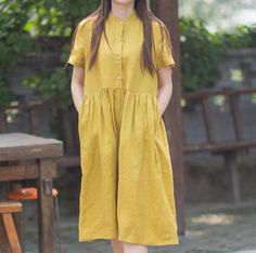 100%-linen-women-Dresses-summer-spring-women-dresses-waist-belt (6) Plain Linen Summer Dress, Casual Solid Linen Summer Dress, Casual Plain Linen Summer Dress, Yellow Casual Linen Dress For Spring, Yellow Casual Linen Dress For Summer, Casual Yellow Linen Summer Dress, Casual Yellow Linen Dress For Summer, Casual Yellow Linen Beach Dress, Casual Plain Solid Linen Dress