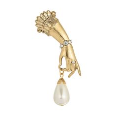 This vintage-inspired pin features a lady's hand wearing a crystal bracelet and ring holding a simulated pearl charm. This vintage-inspired pin features a lady's hand wearing a crystal bracelet and ring holding a simulated pearl charm. ACCESSORY DETAILS Dimensions: 1.4 in. x 2 in. Back length: 2 in. Metal: alloy Plating: gold tone Finish: polished Material: crystal, acrylic Not appropriate for children 14 years old and younger. Size: One Size. Color: White. Gender: female. Age Group: adult. Art Deco Women, Baroque Pearls Jewelry, Hand Pin, Belle Epoch, Jewelry 2023, Bag Scarf, Pave Bracelet, Scarf Jacket, 1928 Jewelry