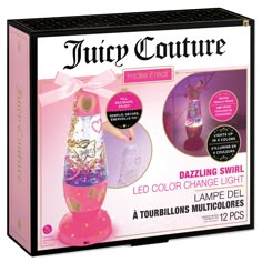 a pink box with an image of a doll on it's top and the words, fairy centre dazzling swirl led color change light