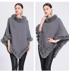 Women's Faux Fur Trimmed Cape Stay cozy and stylish this fall with this luxurious faux fur trimmed cape. Featuring a high faux fur collar, this cape is perfect for layering over any fall outfit. Key features: Diamond knit fabric for a stylish, textured look Luxurious high faux fur collar for added warmth Poncho style for easy wear and comfort Fur Trimmed Cape, Poncho Style, Autumn Sales, Faux Fur Collar, Mens Accessories Fashion, Fur Collars, Fur Collar, Stay Cozy, Fur Trim