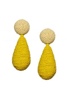 A beaded pair in a fun tear shape adds charm to daytime ensembles. The intricate and precise thread work found in all of our accessories can only be accomplished by our most skilled, second-generation artisans who have cultivated their talents over decades. Clip backing Style #J20E21 Unique Teardrop Earrings With Tiny Beads, Teardrop Tiny Beads For Jewelry Making, Elegant Yellow Beaded Earrings With Gold Beads, Elegant Teardrop Earrings With Tiny Beads, Elegant Yellow Jewelry With Tiny Beads, Elegant Long Drop Earrings With Tiny Beads, Elegant Beaded Teardrop Drop Earrings, Traditional Teardrop Beaded Earrings With Tiny Beads, Yellow Beaded Teardrop Earrings