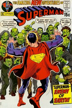 a comic book cover with an image of a man in a red cape surrounded by zombies