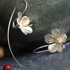 Lovely Long Flower Earrings - 925 Sterling SilverEZ92 Sterling Silver Flower Earrings For Mother's Day, Sterling Silver Flower Earrings For Anniversary And Mother's Day, Elegant Silver Flower Earrings For Mother's Day, Mother's Day Sterling Silver Flower Earrings, Handmade Silver Flower Earrings For Mother's Day, Sterling Silver Drop Earrings For Anniversary, Mother's Day Silver Handmade Flower Earrings, Mother's Day Silver Sterling Flower Earrings, Mother's Day Nickel-free Sterling Silver Flower Earrings