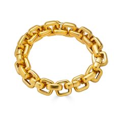 Chunky gold square link bracelet. Modern Chunky Chain Link Bracelets, Timeless Gold Chunky Chain Bracelet, Timeless Gold Bracelet With Chunky Chain, Bold Chunky Gold Jewelry, Gold-tone Chunky Chain Bracelet With Rectangular Links, Modern Chunky Link Bracelets, Modern Gold-tone Chunky Chain Bracelet, Modern Chunky Link Bracelet, Chic Yellow Gold Chunky Chain Bracelet