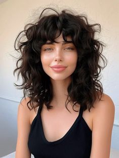 Punk Curly Haircut, Punk Hair Curly, Shaggy Bob Curly Hair, Curly Shag Haircut Medium, The Shag Haircut, Shag Haircut Ideas, Curly Shag Haircut, Curly Head, Fresh Haircut