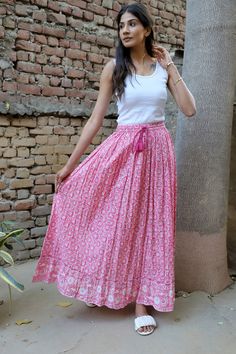 ITEM DESCRIPTION cotton broomstick style long women wear skirts - summer block printed indian style skirts Fabric: 100% cotton cambric soft crinkled fabric Length: - 38 inch long Waist   :-28.00 inch full (14 inch half) 28 inch relaxed can stretch up to 50 inch Size: free size (fit to all)                                           PRODUCT NAME: - Long Women Maxi skirts  Ladies Vintage Long skirts Company Return Policy:  Please write for more information to my email directly CHOOSE "ASK SELLER QUESTION" Payment policy:- we accepts payment through PayPal Shipping policy:- The cargo will be shipped to you as per dispatch date at time of order. For any kind of delay, we will communicate through email to you. If any custom duties will be charged at your port, it will be paid by buyer. Contact u Pink Floral Maxi Skirt Outfit, Floral Maxi Skirt Outfit, Printed Skirt Outfit, Crinkled Fabric, Cotton Maxi Skirts, Long Skirt Outfits, Fancy Sarees Party Wear, Trendy Dress Outfits, Womens Maxi Skirts