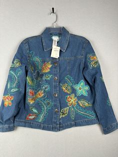 Coldwater Creek Women’s Jacket PM Blue Denim Jean Embroidery Beads 2679 See photos for measurements Denim Jacket Diy Paint, Denim Jacket Diy, Jean Embroidery, Denim Jacket Embroidery, Jacket Diy, Upcycled Denim Jacket, Diy Denim Jacket, Jacket Embroidery, Quilted Clothes