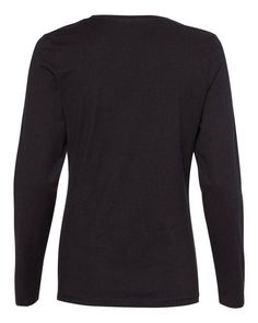 Nano-T® Women’s Long Sleeve Scoopneck T-Shirt - BLACK - 5XL | Hanes Women's Nano-T Women’s Long Sleeve Scoopneck T-Shirt in Black Size 5XL | Cotton