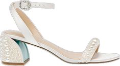 Spring Pearl Embellished Block Heels, Spring Pearl Embellished Open Heel Shoes, Summer Pearl Embellished Block Heel Heels, Spring Pearl Embellished High Heels, Feminine Pearl-embellished Heels For Spring, Ivory Pearl, Classic Shoes, Pearl Size, Block Heels Sandal