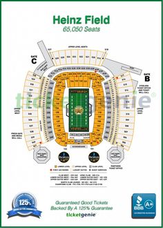 the seating map for heinz field, home of the green bay packers and other teams