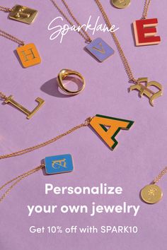 ✨Personalize your own necklace, or design the perfect gift! Available in 18K gold plating or sterling silver. Get 10% off with code : SPARK10 Piercings Cute, Jewelry Photography Styling, Metal Stamped Jewelry, Dainty Rings, Delicate Necklaces, Back 2 School, Photography Styling, Birthday Shopping, Jewelry Photography