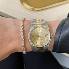 A modern and head-turning update to the classic tennis bracelet, this bezel-set design boasts 37 sparkling round-cut diamonds. Diamond Tennis Bracelet Stack, Update Wardrobe, Rolex Watches Women, Ring Concierge, Trendy Watches, Bracelet Diamond, Custom Engagement Rings, Antique Bracelets, Luxury Bracelet