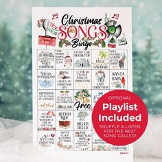 Christmas Song Bingo - Greengate Images Coming Song, Game For Christmas, Free Playlist, Music Bingo, Christmas Bingo Game, Fun Family Christmas Games, Classic Christmas Songs, Bingo Set, Dry Beans