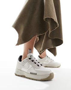 Nike Air Force 1 Wild sneakers in stone | ASOS Nike Air Force 1man, Nike Thea Mid, Nike Air Max Jordan, New Nike Air Force, Shoe Technology, Nike Branding, Nike Brand, Beige And Black, Winter Party Dress