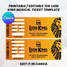 the lion king movie ticket template