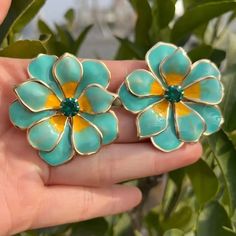 Exquisite Floral Reef Earrings In Teal And Yellow Enamel With Green Crystal Centers. Lightweight, Pierced. Boutique Packaging Includes Storage Bag New To Poshmark? Use Code Emmiesbling For $10 Off Your Purchase When You Open A New Account. Check Out My Other Listings If You Like Boho Hippie 60’s 70’s 80’s 90’s Y2k Retro Mcm Pin-Up Beach Western Pool Coachella Festival Southwestern Bohemian Vintage Ig Instagram Tik Tok Gypsy Spell Vici Nasty Gal, Misguided, House Of Cb, Quay, Windsor, Lulus, H&M, Green Flower Earrings For Spring, Vintage Turquoise Flower Earrings, Elegant Yellow Flower Earrings For Summer, Turquoise Flower Earrings For Summer, Green Flower Shape Earrings For Spring, Green Flower Shaped Earrings For Spring, Yellow Flower-shaped Earrings For Party, Green Flower-shaped Earrings For Summer, Green Flower-shaped Earrings For Spring