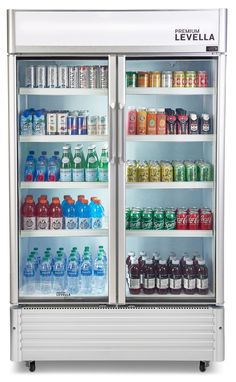 an open refrigerator filled with lots of drinks