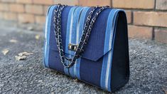 Illori Handmade Blue and Silver Striped African Handwoven Aso Oke Hand Bag-DPAHB23 Ankara Bags, African Accessories, Bags Diy, Aso Oke, Bag Ideas, Handmade Bag, African Fabric, Weekend Getaway, Diy Bag