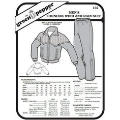 an instruction manual for the men's wind and rain suit