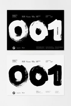 two black and white posters with numbers on them