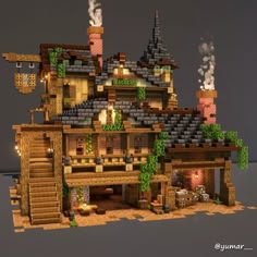 Minecraft Medieval House, Minecraft Steampunk, Capas Minecraft, Minecraft Mansion, Minecraft Structures, Minecraft House Plans, Bangunan Minecraft, Minecraft Farm, Minecraft Modern