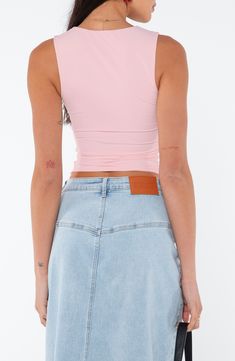 This close-fitting tank is cut in a cropped silhouette and topped with a modern square neckline. Square neck 86% recycled nylon, 14% elastane Machine wash, tumble dry Imported Cropped Top With Built-in Bra And Minimal Stretch, Summer Elastane Crop Top, Summer Stretch Elastane Crop Top, Stretch Elastane Crop Top For Summer, Versatile Elastane Crop Top For Summer, Cropped Elastane Tank Top For Summer, Fitted Cropped Seamless Tank Top, Elastane Stretch Crop Top With Scoop Neck, Stretch Elastane Scoop Neck Crop Top