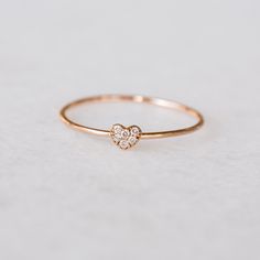 Small Heart Ring, Gold Heart Ring Simple, Gold Rings Heart, Diamond Stackable Heart Ring Perfect As A Gift, Stackable Diamond Heart Ring Perfect For Gift, Stackable Rose Gold Heart Promise Ring, 14k Rose Gold Heart Jewelry For Wedding, Heart Cut Rose Gold Stackable Promise Rings, Rose Gold Diamond Heart Ring For Promise