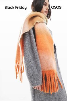 Accessories by ASOS DESIGN Chill-free zone Ombre design Rectangular cut Tassel ends Blue And Orange Design, Design Scarf, Luxury Gifts For Her, Ombre Design, Buy Jeans, Jane Dress, Orange Design, Spring Floral Dress, Plus Size Skirts