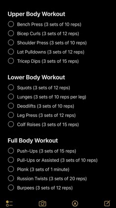 the upper body workout plan is shown in this screenshoter's screen shot