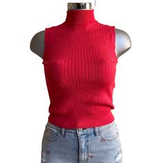 Sweater Top Is New With Tags. Sz Xs. Coral Pink (Teaberry). Stretch. Casual Layering Piece. Athleisure Style. Business Casual. Red Sleeveless Winter Tops, Red Sleeveless Top For Fall, High Stretch Sleeveless Tops In Solid Color, High Stretch Sleeveless Solid Top, High Stretch Sleeveless Tops, Winter Stretch Tank Top, Stretch Tank Tops For Fall, High Stretch Ribbed Sleeveless Top, Sleeveless Ribbed Winter Top