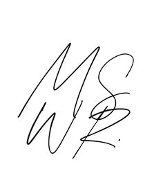 the word ms is written in cursive writing on a white background with black ink