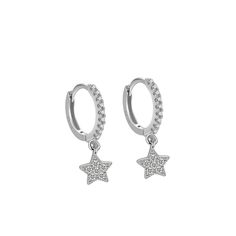 Indulge in a touch of celestial elegance with our Pave Little Star Hoop Earrings. The twinkle of sparkling diamonds adds a subtle, yet glamorous touch to any outfit. Embrace the allure of the night sky with these exclusive earrings. Details: Sold as a pair Material: Solid 925 Sterling Silver Hypoallergenic and always nickel-free, safe for sensitive ears Finishing: White Gold (Silver-finish) | 18K Gold (Gold-finish) Hoop diameter: 8mm Star's dimension: 5.5mm Stone: Cor Bloom Premium AAAAA Cubic Z Exclusive Earrings, Ear Cuff Chain, Earring Cuff Chain, Star Hoop Earrings, Barbell Earrings, Jewelry Ring Box, Water Droplets, Screw Back Earrings, Sensitive Ears