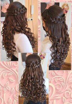 Hairstyle Hoco, Membentuk Alis, Hoco Hair Ideas Curls, Quinceanera Hairstyles, Curls For Long Hair, Quince Hairstyles, Updo Hairstyle, Long Hair Wedding Styles