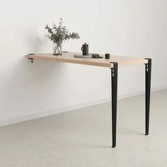 TIPTOE Bar table leg 110 cm, 1 piece, graphite black | Finnish Design Shop Wall Mounted Dining Table, White Oak Furniture, High Dining Table, Steel Table Base, Steel Table Legs, Wooden Table Top, Oak Panels, Table Haute, Small Dining Table