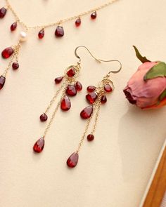 Red Ruby Jewelry Gift For Her, Red Dangle Jewelry Gift For Her, Red Garnet Dangle Earrings, Red Gemstone Jewelry As Gift For Her, Red Gemstone Jewelry Gift For Her, Handmade Red Jewelry As A Gift For Her, Handmade Red Jewelry Gift For Her, Red Teardrop Natural Stone Jewelry, Handmade Ruby Jewelry For Gift