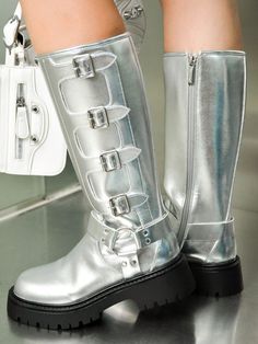 Dayton's calf-length biker-inspired boots bring all the style and attitude you need. Features strap accents and buckle hardware for a perfectly edgy vibe.Dayton Square Toe Buckle Calf Length Boots Silver         Women Shoes, size features are:Bust: ,Length: ,Sleeve Length: Gothic Boots With Buckle Closure For Concert, Alternative Style Moto Boots With Buckle Closure For Fall, Edgy Knee-high Moto Boots With Buckle, Edgy Knee-high Moto Boots With Buckle Closure, Alternative Boots With Buckle Closure For Concert, Alternative Style Boots With Buckle Closure For Concert, Edgy Knee-high Boots With Buckle Closure, Gothic Streetwear Boots With Buckle Closure, Fall Concert Knee-high Moto Boots