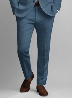 No matter where you live, work, or travel – Our Indigo Blue Pure Linen Suit is an ideal wear for any summer day. Tailored from linen in 40s Lea, the suit is light and breathable; linen absorbs a large volume of moisture, making it the perfect fabric for blistering heat or suffocating humidity. The linen suit fits perfectly well with any occasion while adding a snappy summer versatility to your wardrobe. 
 
 Look Includes  Indigo Blue Pure Linen Fabric  Two Button Jacket Style  Notch Lapel  Horn Blue Linen Suit, Blue Linen Pants, Fabric Cross, Pants Fit, Linen Suit, Button Jacket, Jacket Buttons, Summer Day, Pure Linen