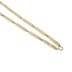 This hollow rectangle link chain is the perfect accessory to stay ahead of the trends. Crafted from luxurious genuine 14k yellow gold, this sophisticated chain adds an extra touch of class to any look. With its hollow rectangle links and choker silhouette, it’s the perfect way to add a statement piece to your outfit. 16 inches in length, this necklace is secured with a spring ring clasp. Luxury Figaro Chain Necklace With Rectangular Links, Modern Rectangular Box Chain Necklace, Luxury 14k Gold Chain Necklace With Rectangular Links, Elegant Gold Chain Necklace With Rectangular Links, Elegant Gold Rectangular Chain Necklace, Classic Gold Rectangular Bar Necklace, Classic Rectangular Gold Bar Necklace, Elegant 14k Gold Rectangular Bar Necklace, Luxury Chain Necklace With Rectangular Links