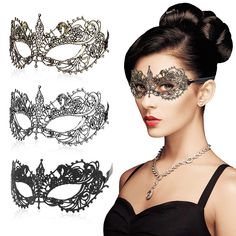 PRICES MAY VARY. [Package Content] You will receive 3pcs masquerade masks in different colors, including black, gold and silver, the enough quantity and different colors can meet your various dress and party needs [One Size Fits Most] The lace mask come in one size, suitable for most people and each make-up mask features beautiful black ribbon band that allows you to adjust the fitting and suitable for all hair styles [High-quality Material] Our ladies face mask is made of premium lace, reliable Mardi Gras Costume Masquerade Mask, Gold Gothic Masquerade Mask For Party, Black Masquerade Mask For Party And Festivals, Black Masquerade Mask For Party Festivals, Elegant Masquerade Mask For Party, Elegant Fitted Masquerade Mask For Party, Fitted Masquerade Mask For Carnival Party, Fitted Masquerade Mask For Halloween Evening, Fitted Masquerade Mask For Halloween