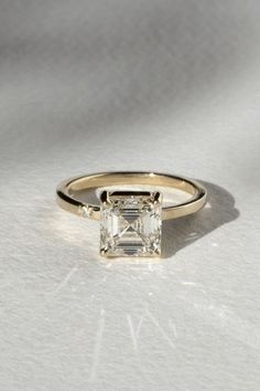 Asscher Cut Diamond Engagement Ring with Diamond Accent in Band Asscher Cut Diamond Engagement Ring, The Bling Ring, Engagement Ring Inspiration, Step Cut, Asscher Cut, Fancy Jewelry, Bling Rings, Custom Engagement Ring