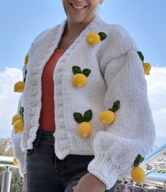 COLOR: white (different colors can be knitted upon order.) PATTERN: lemon LENGTH: 50cm 55cm (can be knitted to the desired length upon order.) AREA OF USE: daily use and can be given as a gift WASHING INSTRUCTIONS: short program at low temperature PACKAGING: safe packaging and gift wrap SHIPPING: safe cargo company and on-time delivery The cardigan is completely handmade, knitted with wool and acrylic blended quality white yarn, thanks to the quality yarn, it does not bleed, pill and sag in colo Casual White Knitted Sweater Coat, Casual Hand Knitted Cotton Cardigan, Handmade White Casual Cardigan, White Handmade Casual Sweater, Casual White Knit Sweater Coat, Fitted White Casual Sweater Coat, Fitted Knitted White Sweater, Handmade White Sweater For Spring, Casual Hand Knitted Sweater Coat For Spring