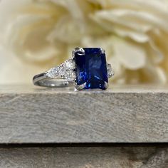 Vintage Blue Sapphire Ring, Blue Sapphire Engagement Ring, Emerald Green Earrings, Sapphire Rings, Sapphire Engagement Ring Blue, Sapphire Engagement Ring, Ring Pictures, Emerald Earrings, Radiant Cut